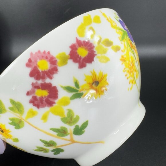 ANTHROPOLOGIE Ceramic Deep Dish Bowl Set 2 Dishes Bowls Flower Multicolor Pair - Picture 13 of 16